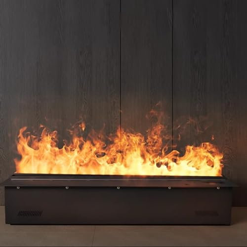 Chimeneas Atomizadas 3D,Chimenea Eléctrica Vapor Agua,Con Efecto Llama Realista 3D,Chimenea Ultrafina Acero Inoxidable,Efecto Llama LED 9 Colores,Control Táctil/App Inteligente,50CM-Flamecolor