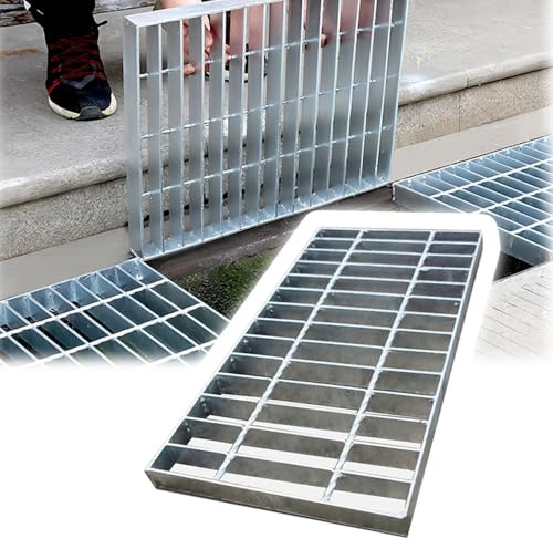 YCBTPS Gitterrost Abflussgitter Feuerverzinkt, Entwässerungsrinne Abflussrost Für Den Außenbereich, Außenablaufabdeckung Robuster Kanalrost Für Garage Hof(50x50x3cm(19.7x19.7x1.2in))