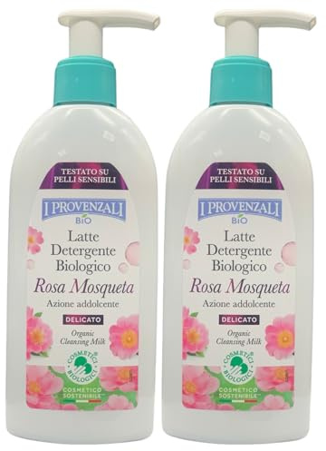 Latte Detergente Biologico ROSA MOSQUETA, Azione Addolcente, Delicato. Formulato Con Ingredienti Delicati e Testato Su Pelli Sensibili 200ml (2 Unità)