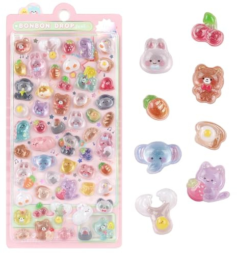 Cartoon Puffy Sticker, Sticker Kinder 3D Tiere, Aufkleber Puffy 3D, Tiere Aufkleber Kinder, Animal Themed, Belohnungen & Dekorationen, für Trinkflaschen, Handyhüllen, Sammelalben(C)