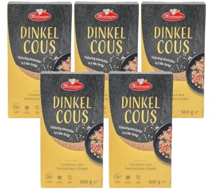 Bielmeier Küchenmeister Dinkelcous 5×500 g – naturbelassener, fein vermahlener Dinkelgrieß – 2,5 kg vielseitig für Breie, Backen, Süßspeisen & Beilagen – glutenarm & bekömmlich