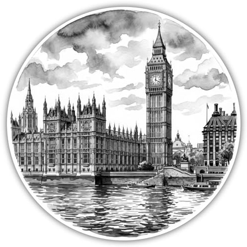 Samunshi® Wandaufkleber Big Ben & Houses of Parliament aus Großbritannien London Wandsticker perfekt als Wand Minimalistische Dekoration für Wohnzimmer Wandtattoo Sticker 50x50cm
