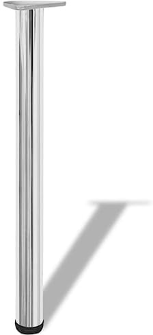 pokgdf Lot de 4 pieds de table réglables en hauteur - Chromé - 710 mm - Avec pieds à vis stables - Pour tables, comptoirs, plans de travail et bureaux