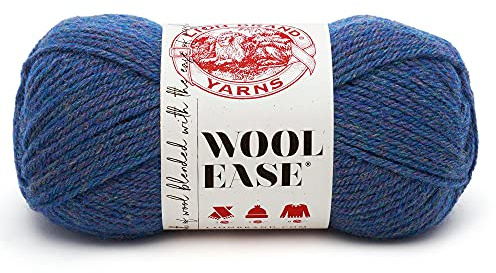 Lion Brand Yarn Wool-Ease, Soft, Worsted Weight Wool Blend Yarn for Knitting, Crochet, and Crafts, Blue Mist, 1 Pack