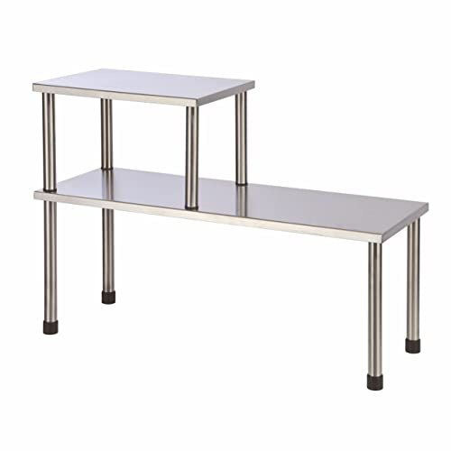 Spetebo Edelstahl Küchenregal für die Arbeitsplatte - 45 x 32 cm - Küchen Organizer mit 2 Etagen - Gewürzregal Standregal Küchengestell klein 2 Ablagen Mini Regal für Küche