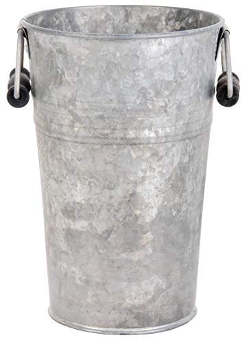 Esschert Design 2 Stück Blumentopf, Übertopf Vase in grau aus verzinktem Metall, Größe S, ca. 16 cm x 14 cm x 21 cm