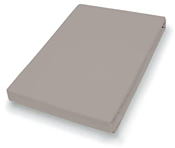 Hahn Haustextilien Primera Elastan-Feinjersey-Spannbettlaken für Topper (Boxspringbettauflage), Sand/Taupe 140x200 bis 160x220 - Steg ca 4-10 cm