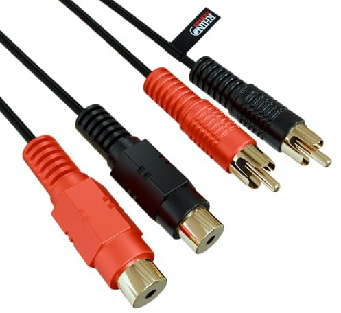Rhinocables 5m 5 mètres Gold Double RCA 2 Extension Phono mâle à Femelle Extender