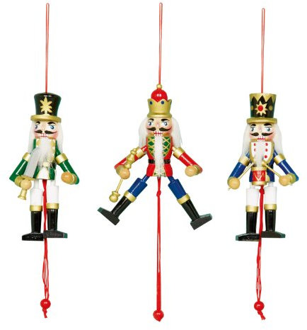 13cm Wooden Nutcracker Pull Puppet Toy Decoration - One Chosen at Random