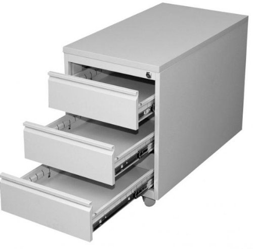 Lüllmann Büro Rollcontainer komplett montiert 3 Schubladen grau 62x46x79cm (HxBxT) Zentralzylinderschloss Bürocontainer 505800