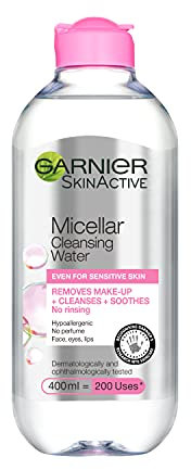 Garnier Micellar Cleansing Water, Gentle face Cleanser & Makeup Remover, Fragrance-Free, Vegan Formula, Suitable For All Skin Types, Even Sensitive, Skin Active, 400ml