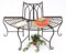 DanDiBo Baumbank Metall Wetterfest Braun 127 cm 3-Sitzer halbrund 121071 Gartenbank mit Rückenlehne Rundbank