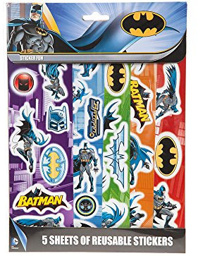 Joy Toy 301038 - Batman Sticker wiederverwendbar 5 Bögen auf backercard, 21 x 29.5 cm