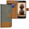 kwmobile Wallet Case kompatibel mit Samsung Galaxy A5 (2017) - Hülle mit Ständer - Handyhülle Kartenfächer Dunkelgrau Braun