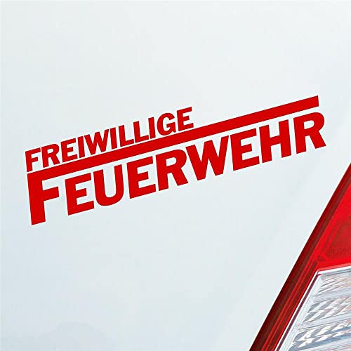 Auto Aufkleber Freiwillige Feuerwehr langes F Leben 19,5x4,5 cm Rot Sticker Heckscheibenaufkleber
