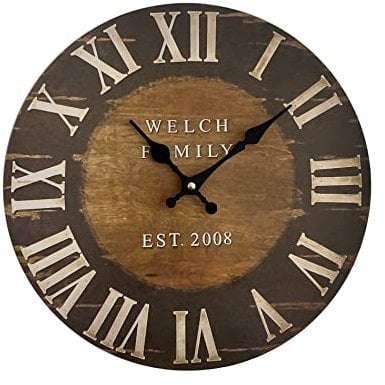 Mobili Rebecca® Reloj de Pared Grande Reloj para Colgar MDF Marrón Negro Industrial Redondo (Cod. RE6152)