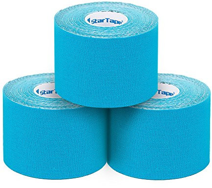 SL StarTape - Kinesiologietape, elastisches Sporttape aus Baumwolle, selbstklebendes Physiotape, wasserabweisend, hautfreundliches Taping, 5 x 550 cm, blau, 3er Set