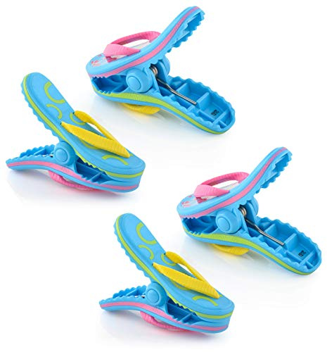 O2COOL Boca Clips – Strandtuch-Clips für Strandkörbe, Pool und Terrasse, Zubehör, Wäscheklammern für Taschen, 2er-Pack (Flip Flop)