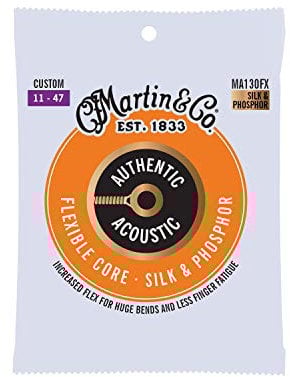 MARTIN Akustikgitarrensaiten, Flexible Core Custom 11/47, Phosphor-Bronze und Seide (MA130FX)