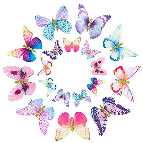 Rubywoo&chili 18 Stück Schmetterling-Haarclips, Damen Mädchen Kinder Haar Clips Set 3D Schmetterling Haarspange, Kopfschmuck für Braut Hochzeit Accessoire