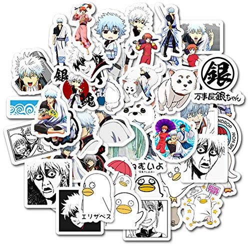 ALTcompluser 50 STK Anime Gintama Stickers Wasserdicht Vinyl Aufkleber für Laptop, MacBook, Gepäck, Skateboard