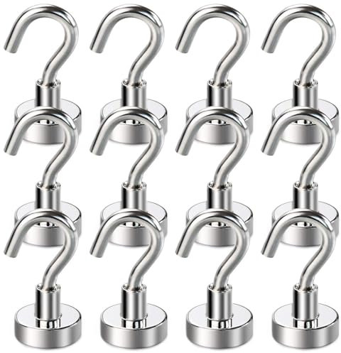 Magnetic Hooks for Cruise, Grill, Towel, Indoor Hanging, Home, Kitchen, Workplace, Mikede Office and Garage - 12 Pack
