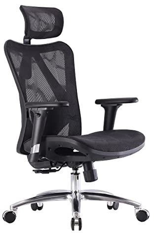 Angel Bürostuhl ergonomisch | Schreibtischstuhl hat verstellbare Lordosenstütze & Kopf- und Armlehne | Office Chair mit Höhenverstellung und Wippfunktion | Bürostuhl 150 kg belastbar