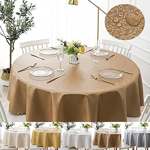 Lsimeru Braun Gartentischdecken Wetterfest Rund 180cm PVC Tischdecke Abwaschbar Fleckenabweisend Lotuseffekt Tafeltuch Wasserabweisend Wachstuch Tischwäsche