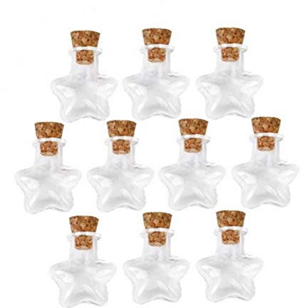 10pcs Star Shape Mini Glass Bottles Beads Display Vials Jars Containers Small Wishing Bottle