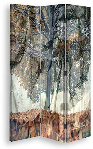 Trennwand Spanische Wand Natur Paravent 3-teilig drehbar 360 Grad dekorativ Orange 110x170 cm