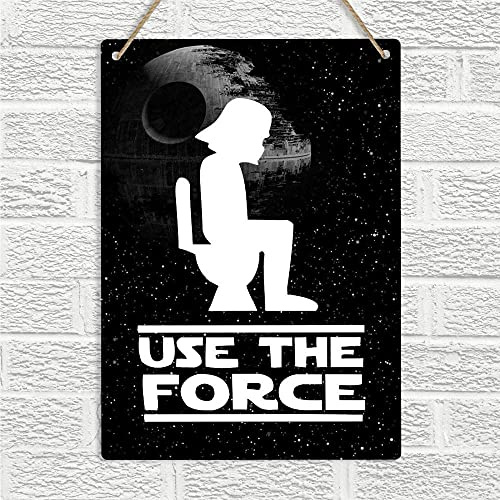 Wall Art Vintage Retro Signs Use The Force Wc Toilet Restroom Home Bar Club Hotel Outdoor Street Garage Posters And Prints Posters Art Deco Wall Décor - 50X70Cm