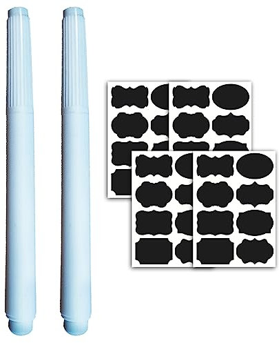 Étiquettes Bocaux,Étiquettes Autocollantes Bocaux Noires,Étiquettes Adhésives Réutilisables,pour Bocaux en Verre,Boite à Epices,4 feuilles de 8 autocollants (32 autocollants au total)