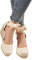 HIONRE Sandali Platform Scarpe Eleganti,Sandali con Zeppa, Sandali da Donna con Lacci, Beige, 35,Sandali da Donna Motivo Cinturino alla Caviglia