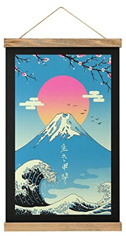 YBEL Magnetische Schriftrolle Retro Ikigai Kleiderbügel Poster DIY Wand Stoff Dekor Hängende Gemälde Rahmen Kit Halter für Wohnzimmer
