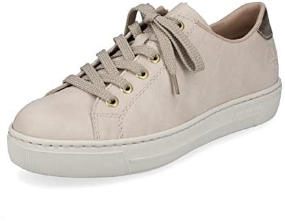Rieker Damen Sneaker L9800, Frauen Schnürschuhe,Sneaker,Halbschuhe,Freizeitschuhe,Schnuerschuhe,straßenschuhe,lace-up,beige (80),40 EU / 6.5 UK