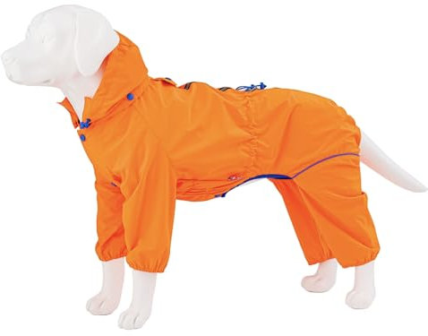 HUGO & HUDSON Reflektierende Jacke für Hunde, Kapuzenoverall, winddichter Wintermantel, Orange, M50