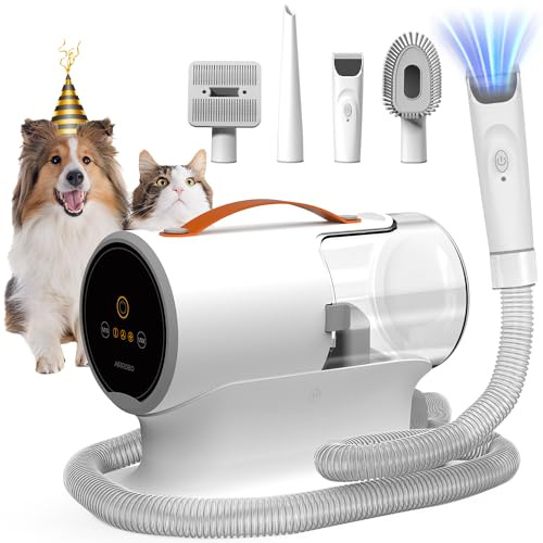 AIRROBO PG100 Kit de toilettage pour Chien avec aspirateur pour ramasser 99% des Poils d'animaux