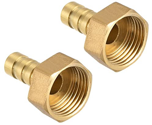 QUARKZMAN 10mm Barb G1/2 Innengewinde x 2STK. Schlauch Stachelfitting für Industrie Vakuum und Flüssigkeit System, [Messing]