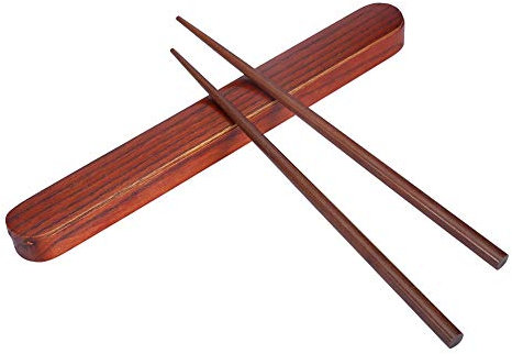 Portable Wooden Chopsticks Japanese Style with Wood Case Reusable Utensils for School Camping Travel Bento Box (Pull Dark Chopsticks Box + Chopsticks)