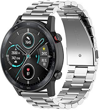 Yikamosi Compatibile con Honor Watch GS 3i/Watch GS 3 Cinturino per Donne e Uomini,Sgancio Rapido Acciaio Inossidabile Metallo Cinturino di Ricambio per Honor Watch GS 3i/Watch GS 3,Argento