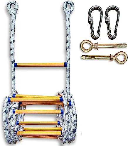 NAKEAH Strickleiter, Fluchtstrickleiter, Rettungsleiter, tragbare Feuerleiter, wiederverwendbar, mit Haken und Schrauben (Size : 8m/26.2ft)