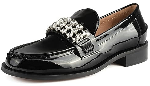 L37 HANDMADE SHOES Damen Lackleder I Handgefertigte Schuhe I Einzigartiger Stil I Invisible Empire Loafer, Black, 38 EU