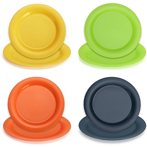 Evanda Assiettes plates 8 pièces, assiettes en plastique 26cm incassables et réutilisables pour tous les usages et tous les âges, sans BPA, résistantes au micro-ondes et au lave-vaisselle