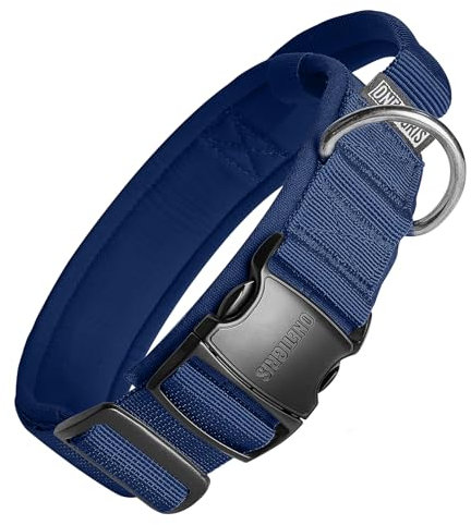 OneTigris Hunde Halsband mit Metallschnalle für Hunde Blau M