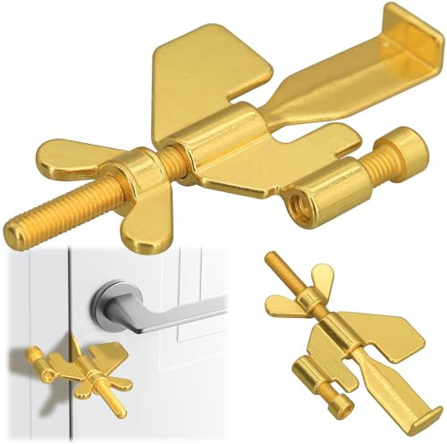 Tragbares Türschloss, Heimsicherheit, Türspind, Reiseschloss für zusätzliche Sicherheit und Privatsphäre, für Zuhause, Hotel, Schule, Wohnung, Gold, 2 Stück