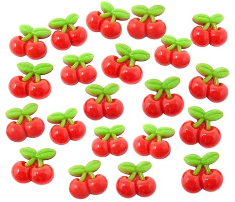 JIHUOO 50 Pcs Resin Cherry Charms, Small & Big Sizes, Perfect for Crafts, Phone Cases & More