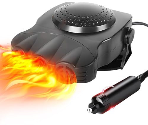 Qidoe 12V Chauffage De Voiture : 200W Portable Voiture Ventilateur Chauffage 12V Chauffage De Stationnement avec Minuterie Ventilateur Désembueur Chauffage De Pare-Brise pour Voiture Caravane Camion