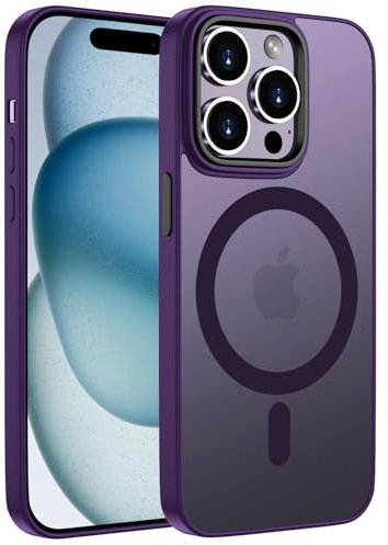 ORDA für iPhone 15 Pro Max Hülle 6,7 Zoll Kompatibel mit MagSafe,Magnetisch für iPhone 15 Pro Max Case Durchscheinende Matt Handyhülle Rückseite Dünn Stoßfest Schutzhülle Lila