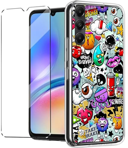 Cover Compatible with Samsung Galalxy A05S Case with 1 Pack Tempered Glass Screen Protector Phone Case for Samsung Galalxy A05S,Soft TPU Slim Fit Shockproof Anti-Scratch Phone Case Cover-XS40