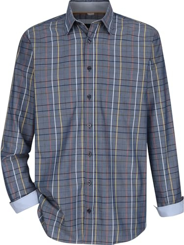 BABISTA Herren Hemd Milanvetta | Karohemd | Kentkragen | Reine Baumwolle | große Größen L-5XL blau, M - 39/40